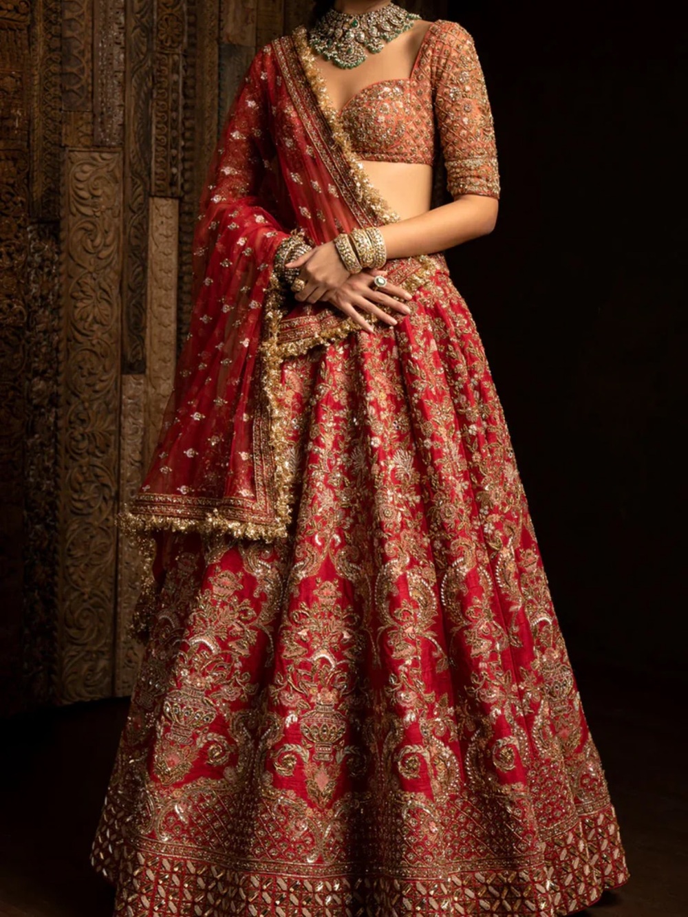 SHYAMAL & BHUMIKA
Embroidered Red & Gold Bridal Lehenga